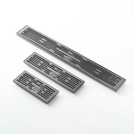 8--24 inch stainless steel linear gun ash anti-odor floor drain, with hair filter and anti-odor core design. It is used in family bathrooms, balconies, kitchens, terraces and some commercial places